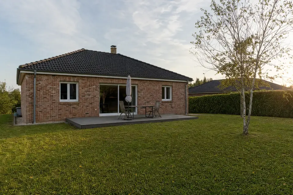 Single-story house with a west-facing patio